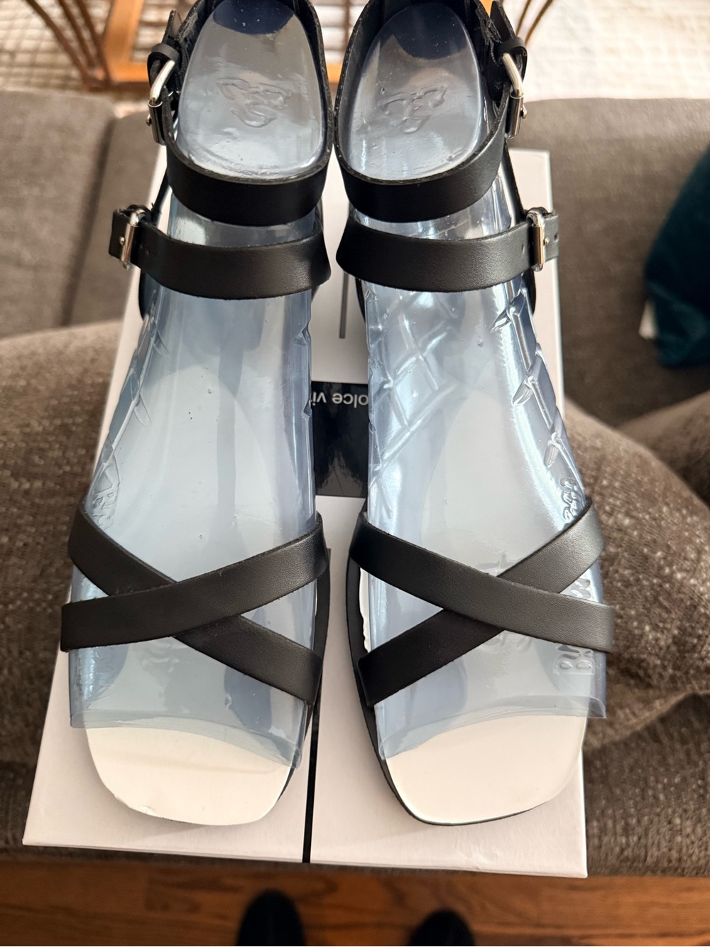 Dolce Vita Black Crisscross Strap Ankle-Buckle Sandals - Picture 2 of 6